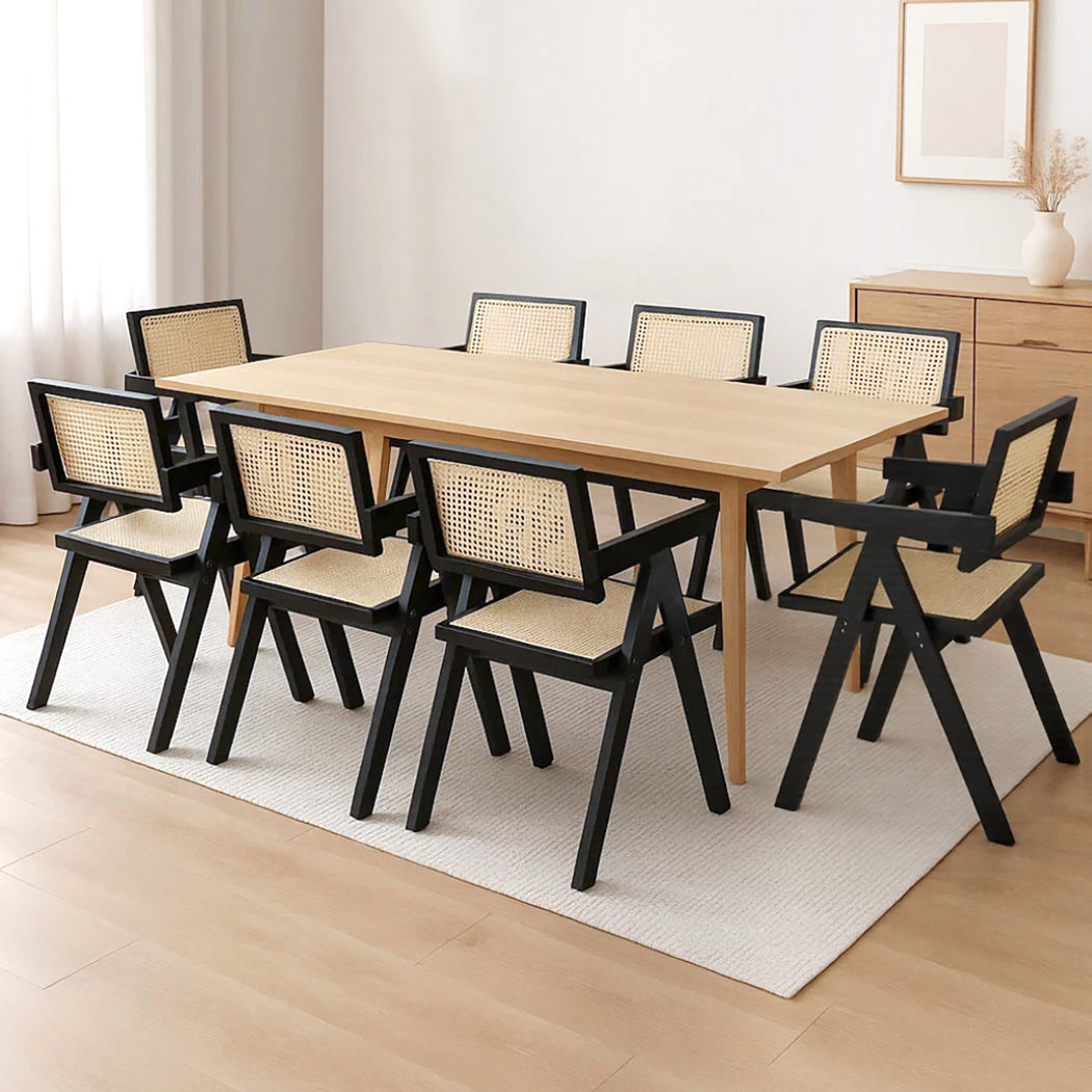 Elegant 8x Black Wicker Armchair Dining Chair  Adjustable Height