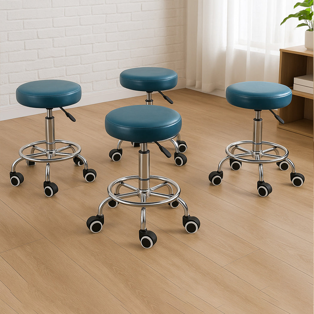 Contemporary 4x Barstool Swivel Salon Hairdressing  Wood Finish with id11&12