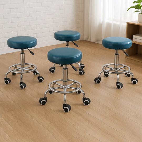 Contemporary 4x Barstool Swivel Salon Hairdressing  Wood Finish with id11&12