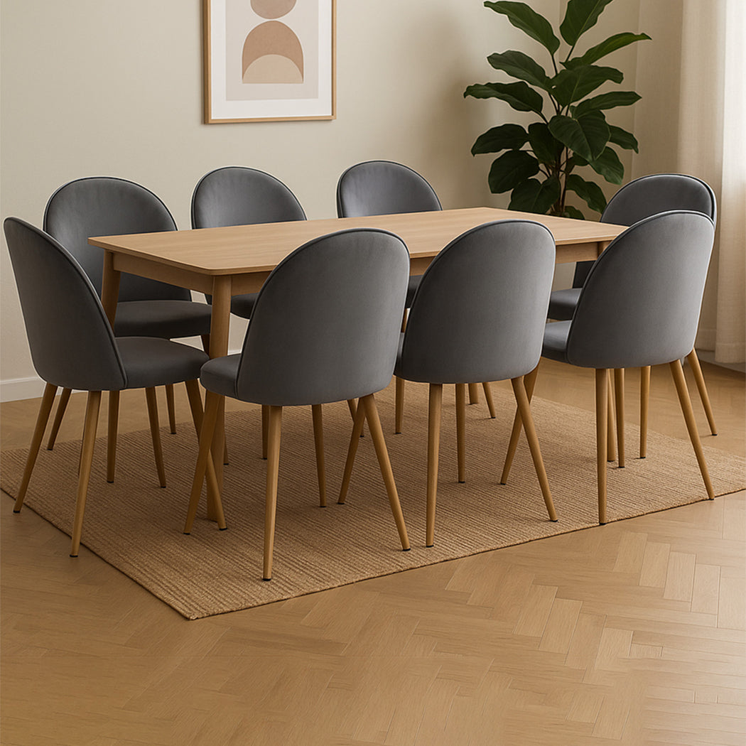 Compact 8x Dining Chairs Seat French Grey  Easy Assembly Classic