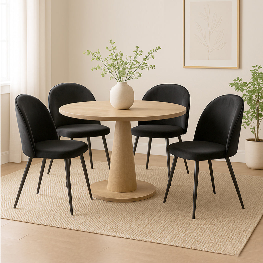 Versatile 4x Dining Chairs Kitchen Cafe Black  Wood Finish Classic