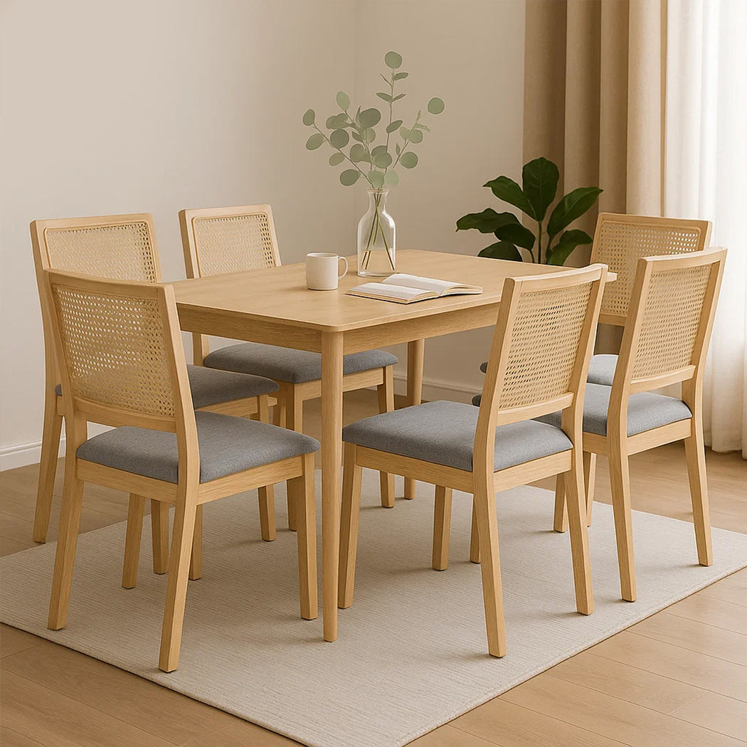 Premium 6XCane Dining Chair Rattan Armless Seat  Easy Assembly