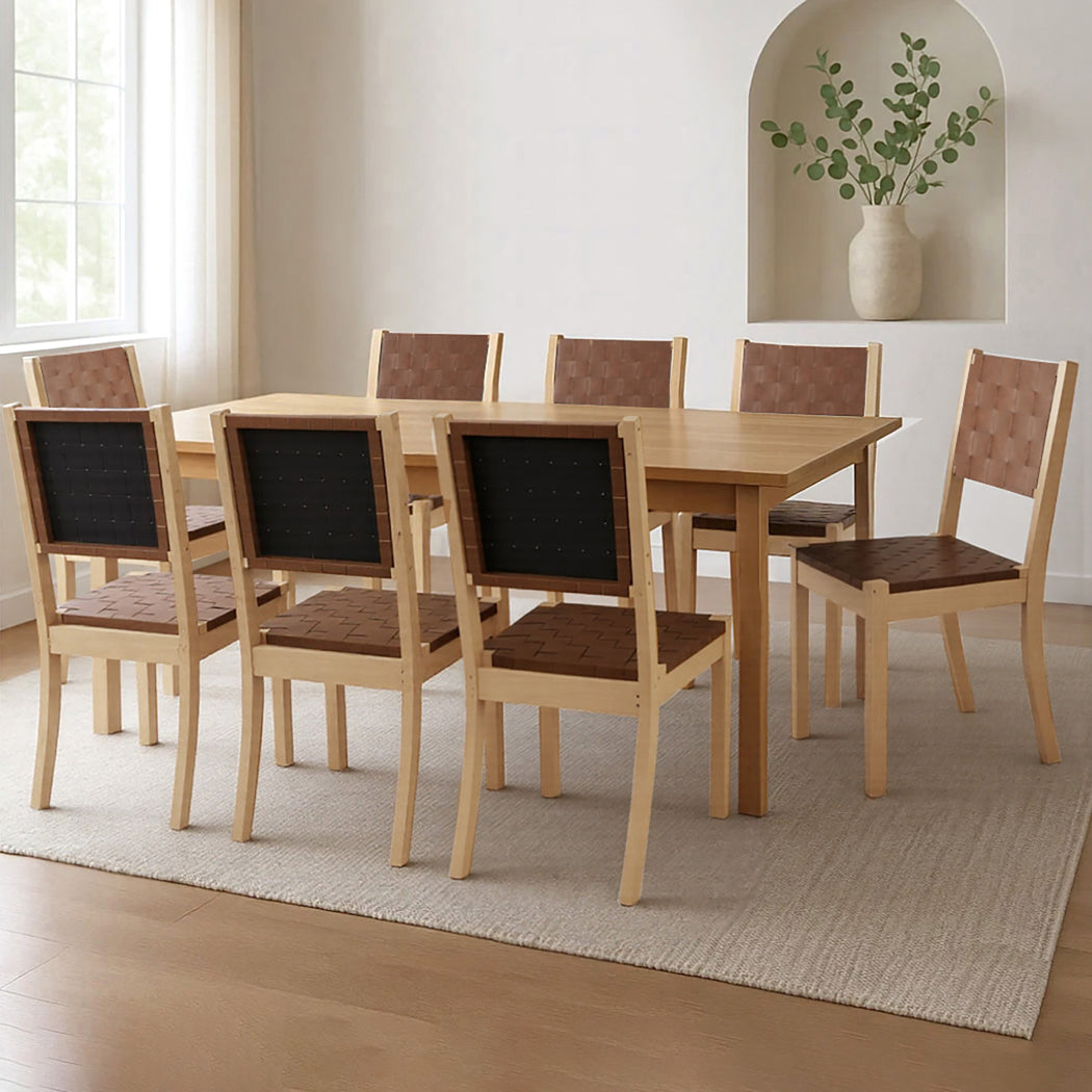 Stylish Dining Chairs Accent Chair Lounge x8  Wood Finish Classic