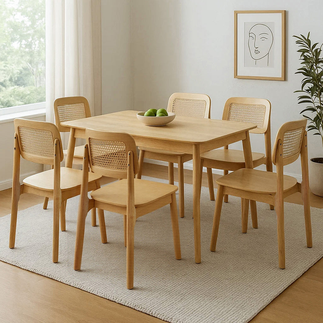 Elegant 6x Rattan Dining Chair Wooden Kitchen Chair  Foldable