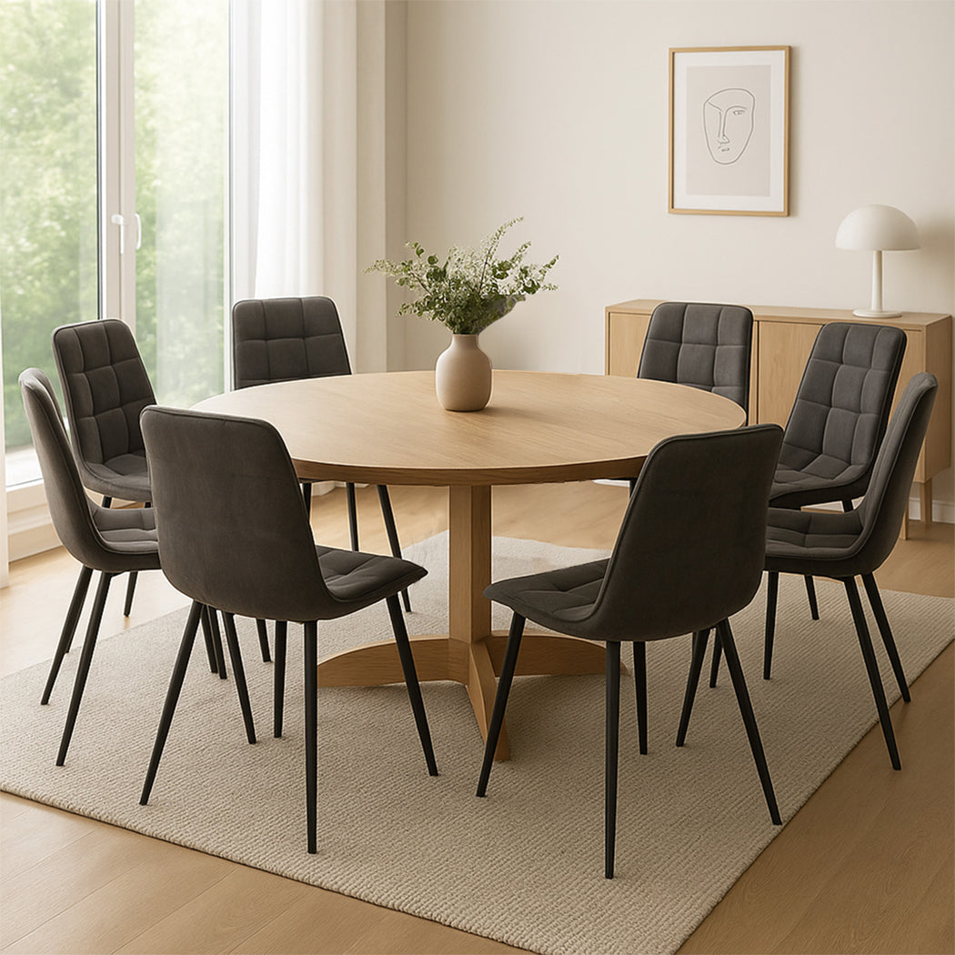 Luxury 8x Dining Chairs Kitchen Velvet Grey  Durable Frame Classic