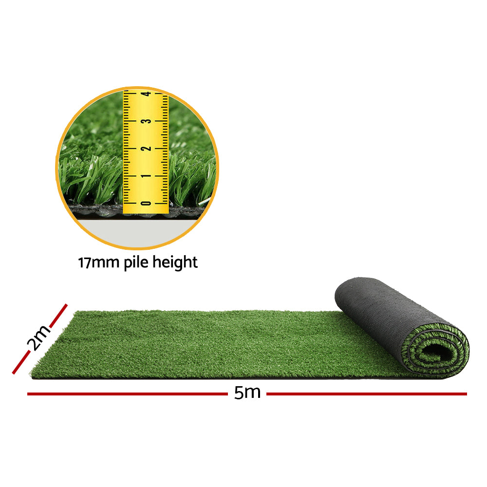 Synthetic 17mm  1.9mx5m 9.5sqm Artificial Grass Fake Turf Olive Plants Plastic Lawn