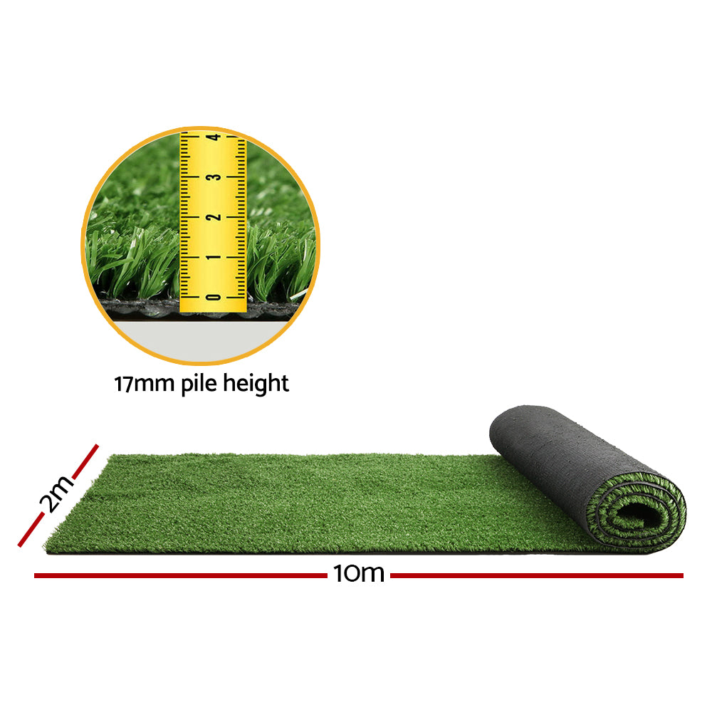 2Mx10M 17Mm Artificial Grass Synthetic Fake Lawn Turf