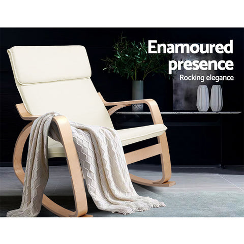 Fabric Rocking Armchair - Beige