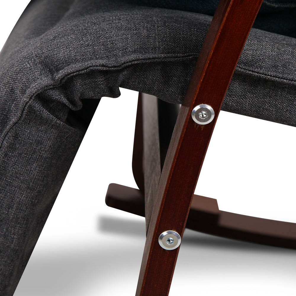 Rocking Armchair Bentwood Frame With Footrest Charcoal Afton