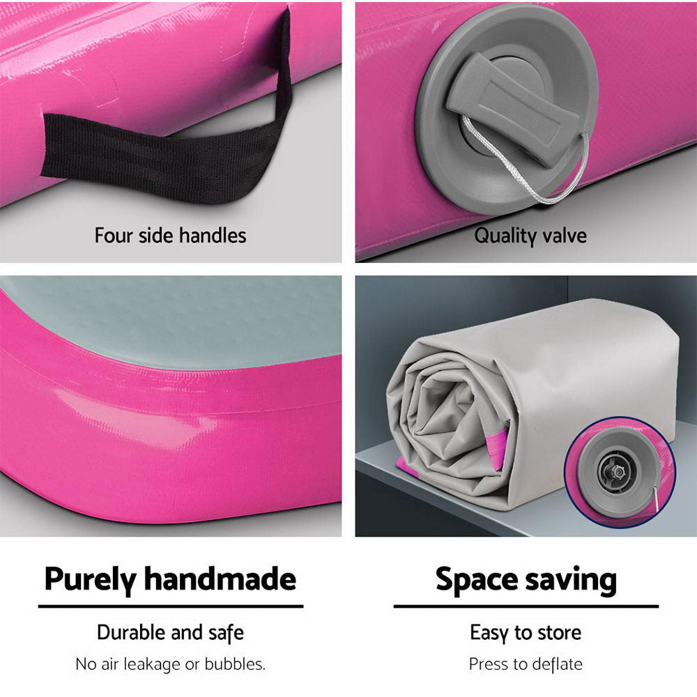 3M X 1M Air Track Mat Gymnastic Tumbling Pink And Grey