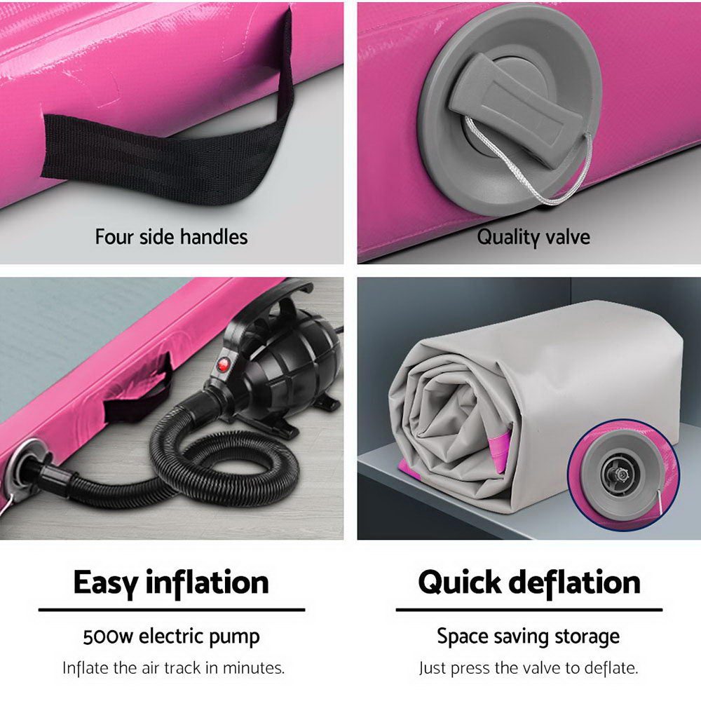 Gofun 3X1M Inflatable Air Track Mat With Pump Tumbling Gymnastics Pink