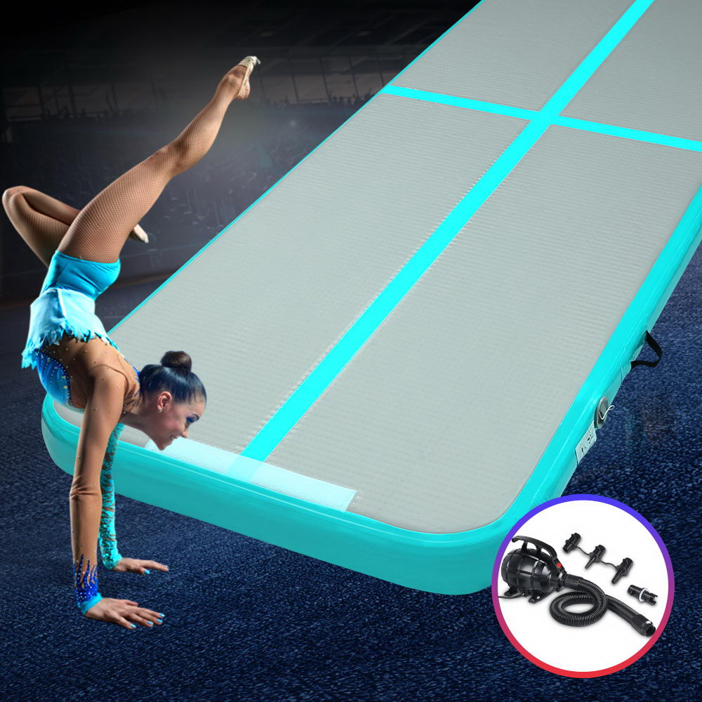 Gofun 4X1M Inflatable Air Track Mat With Pump Tumbling Gymnastics Green