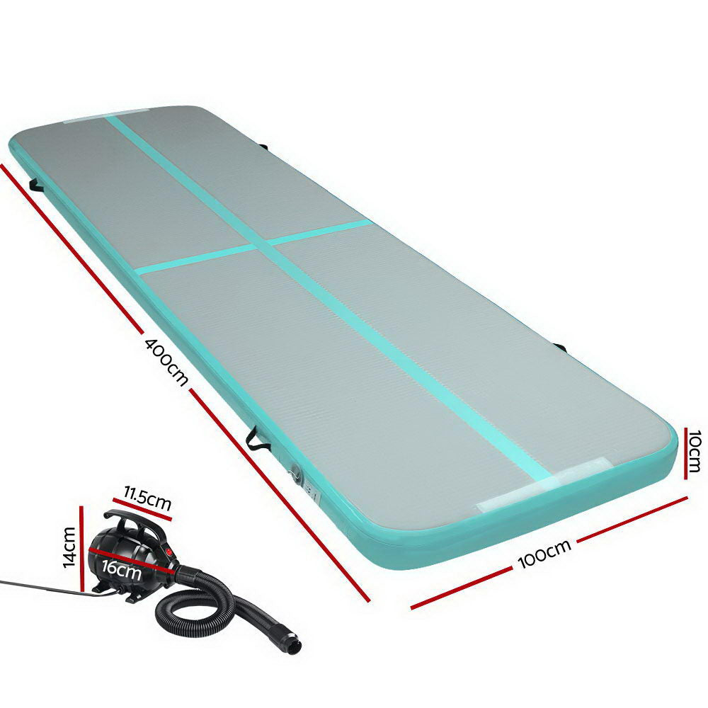 Gofun 4X1M Inflatable Air Track Mat With Pump Tumbling Gymnastics Green