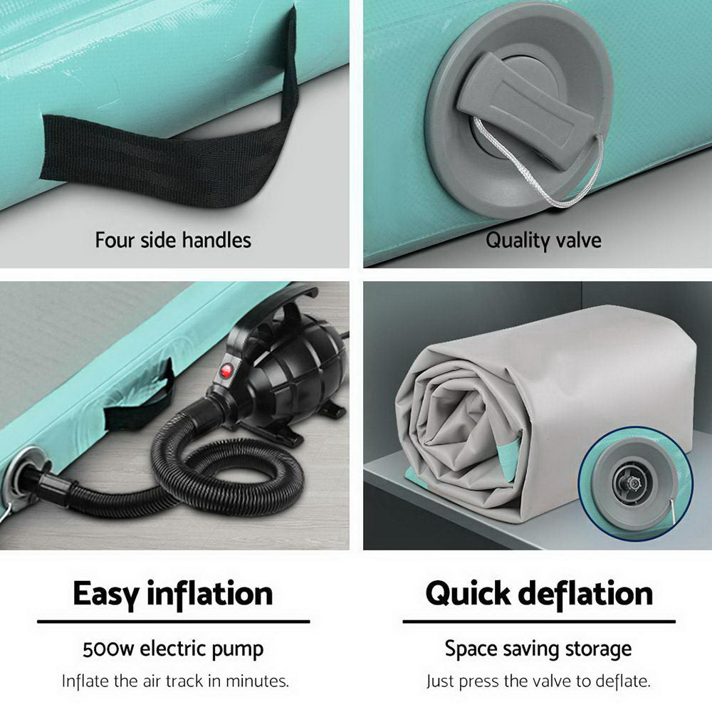 Gofun 4X1M Inflatable Air Track Mat With Pump Tumbling Gymnastics Green