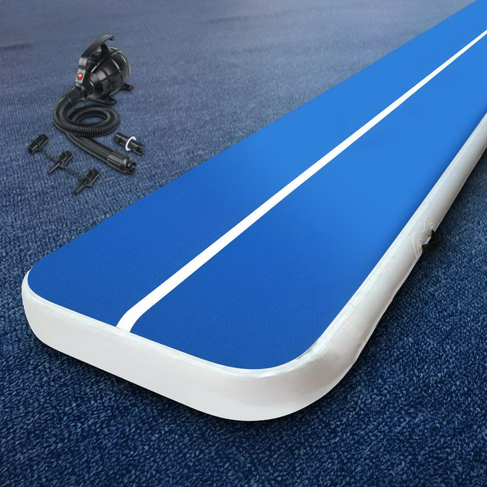 4X1M Inflatable Air Track Mat 20Cm Thick With Pump Tumbling Gymnastics Blue