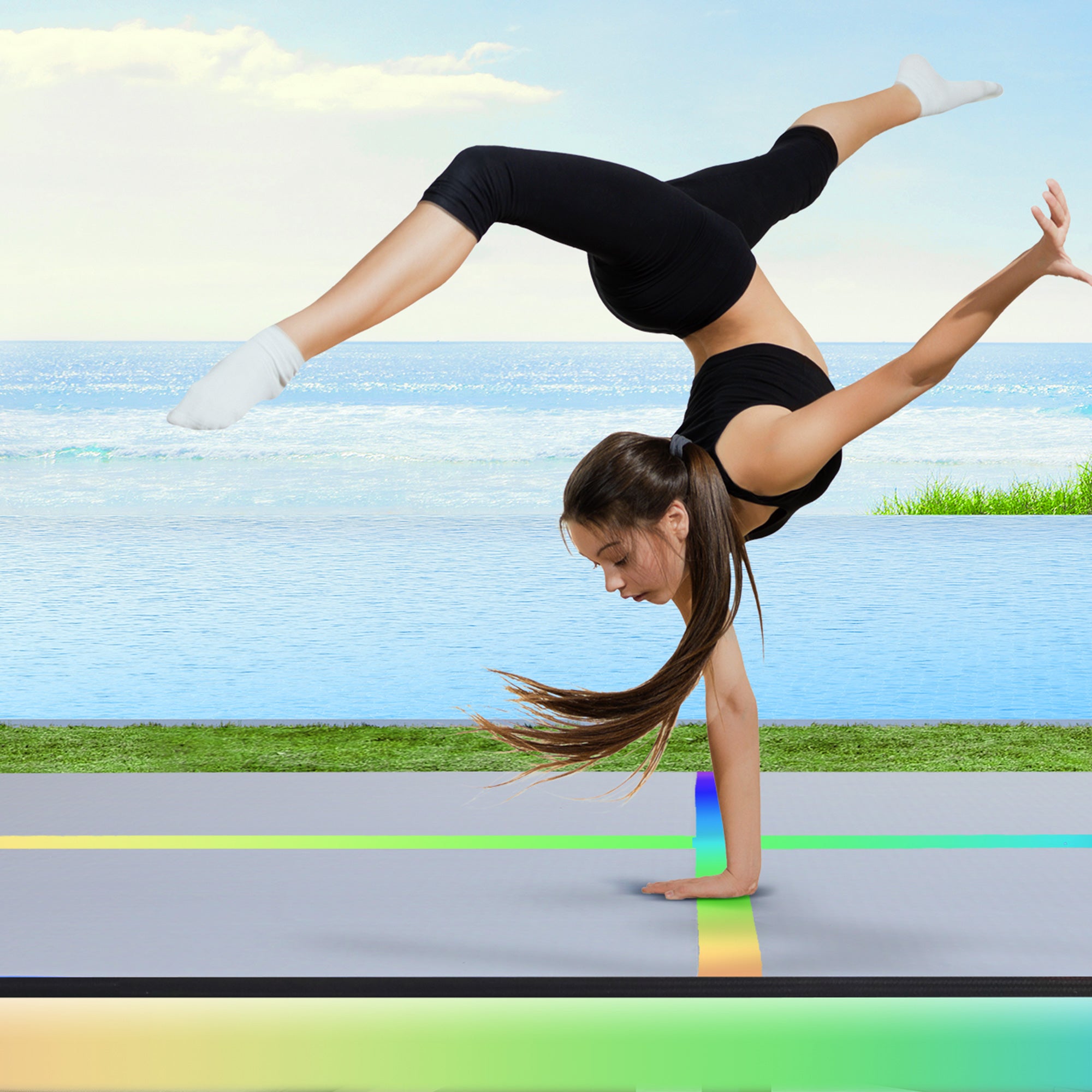 4X1X0.2M Air Track Inflatable Tumbling Mat Gymnastics Yoga Mat
