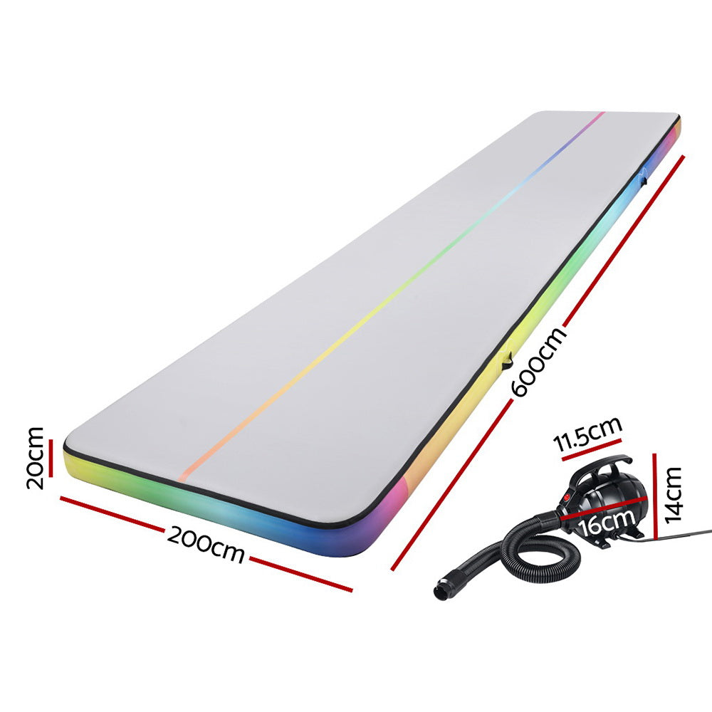 6M Air Track Mat Inflatable Gymnastics Tumbling Mat W/ Pump Colourful | Gymnastics