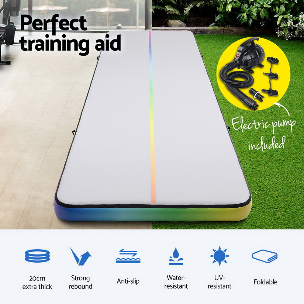 6M Air Track Mat Inflatable Gymnastics Tumbling Mat W/ Pump