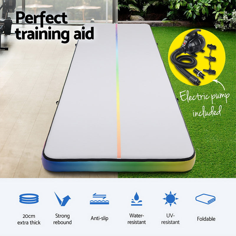 6M Air Track Mat Inflatable Gymnastics Tumbling Mat W/ Pump