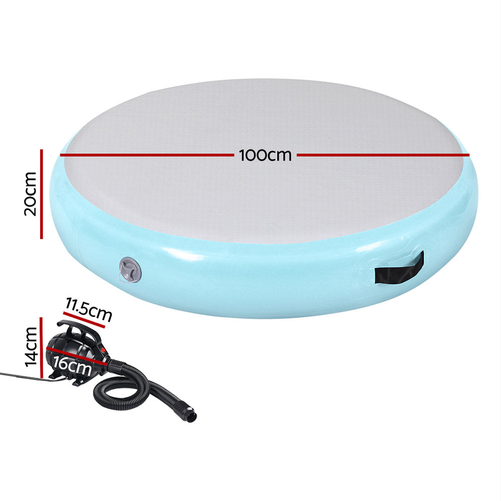 1m Air Track Spot Inflatable Gymnastics Tumbling Mat Round W/ Pump