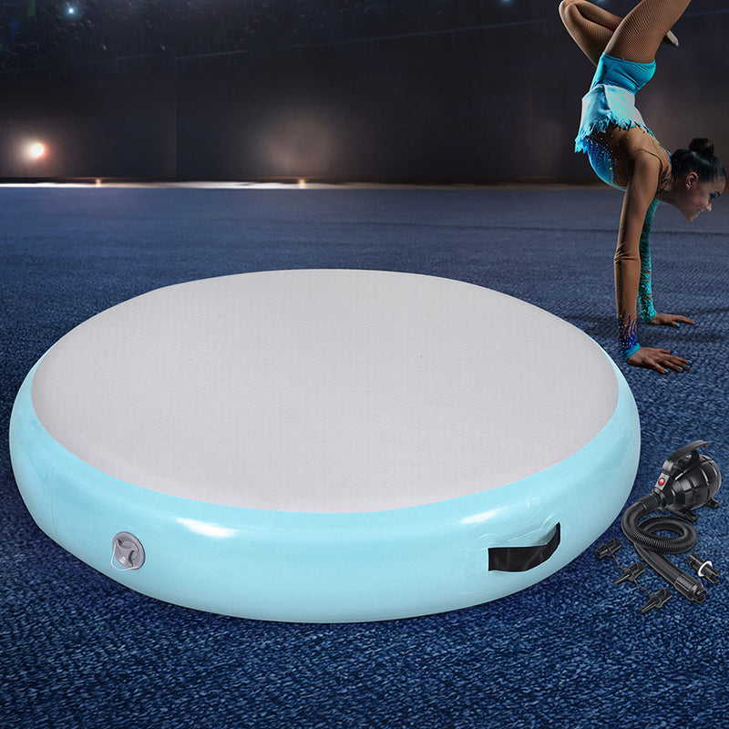 1m Air Track Spot Inflatable Gymnastics Tumbling Mat Round W/ Pump with Airtrack Green