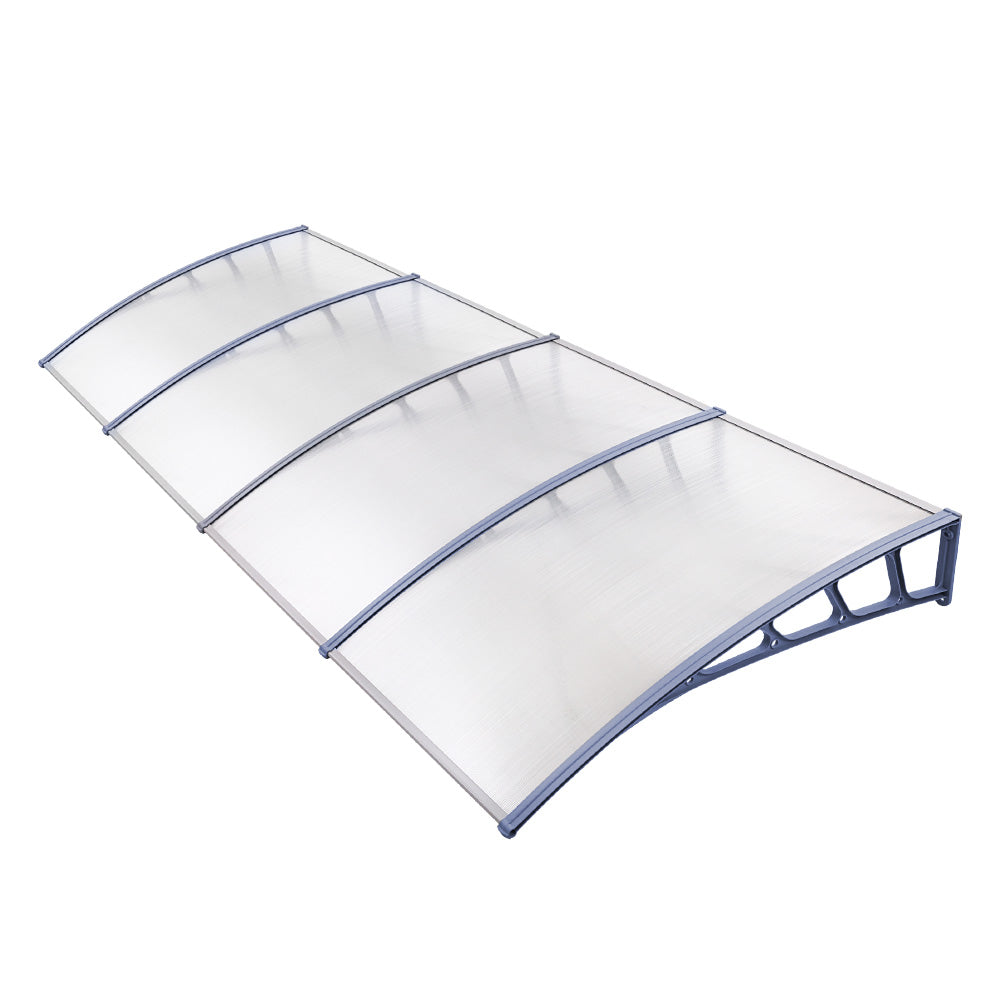 Window Door Awning Canopy 1.5Mx4M Transparent Sheet Grey Plastic Frame