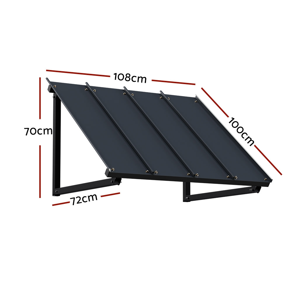 Window Door Awning Canopy 1mx1.2m Black Metal Frame | Metal finish