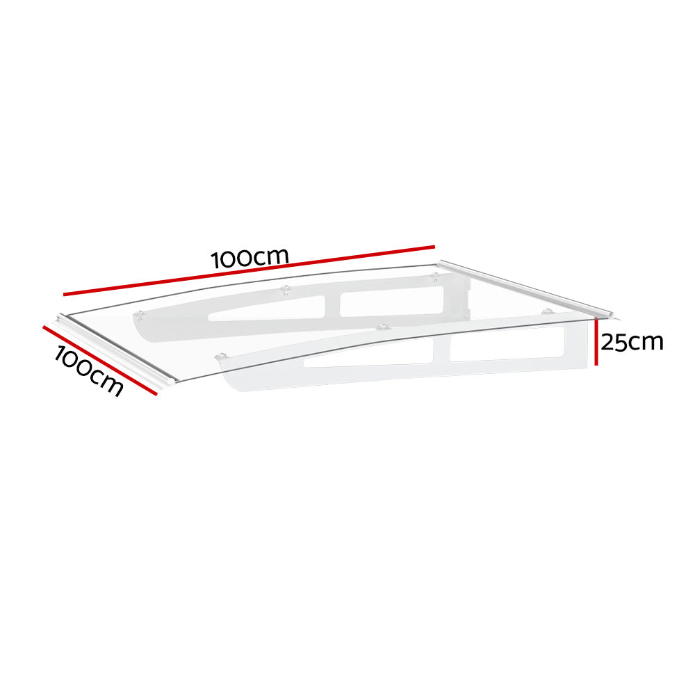 Window Door Awning Canopy 1Mx1M Transparent Solid Sheet Aluminum Frame