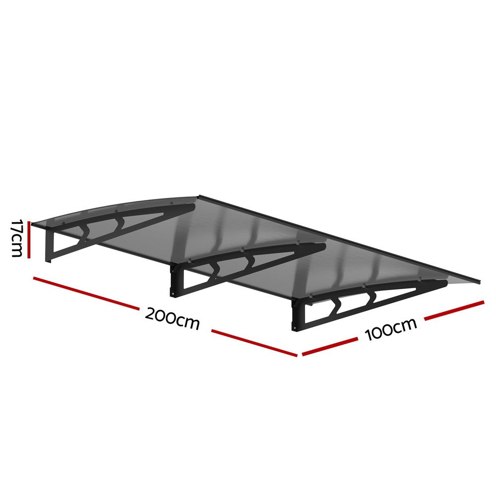 Window Door Awning Canopy Grey Solid Sheet Metal Frame, Metal finish