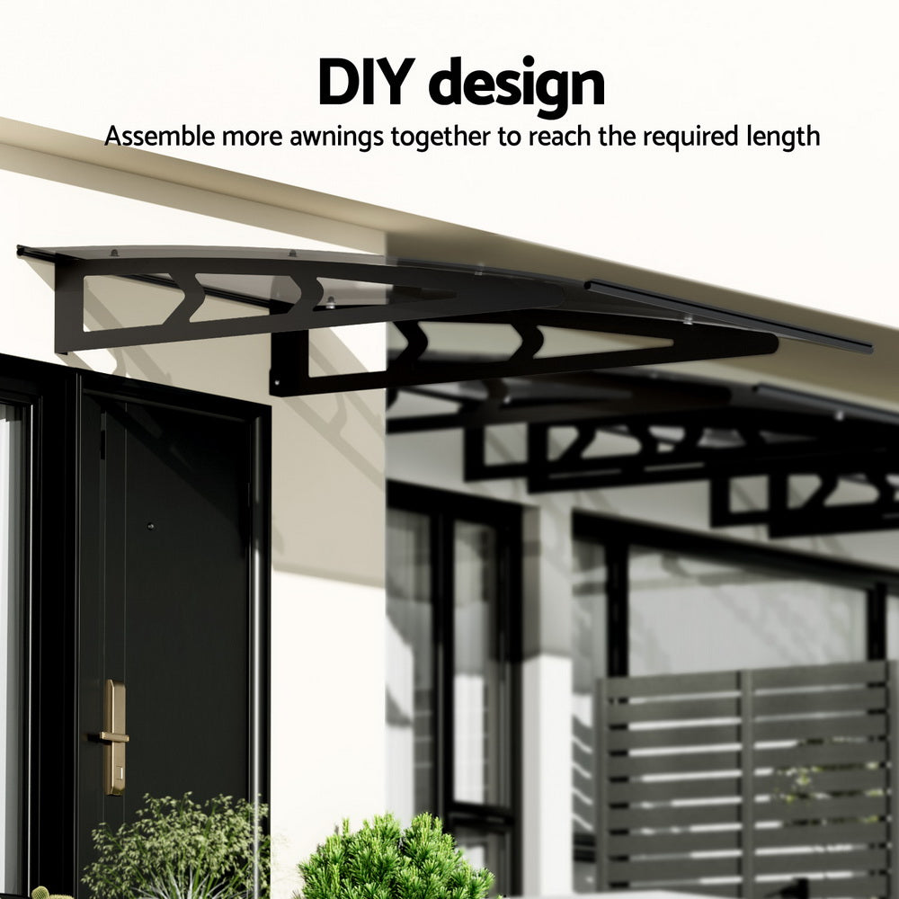 Window Door Awning Canopy Grey Solid Sheet Metal Frame - Grey colour