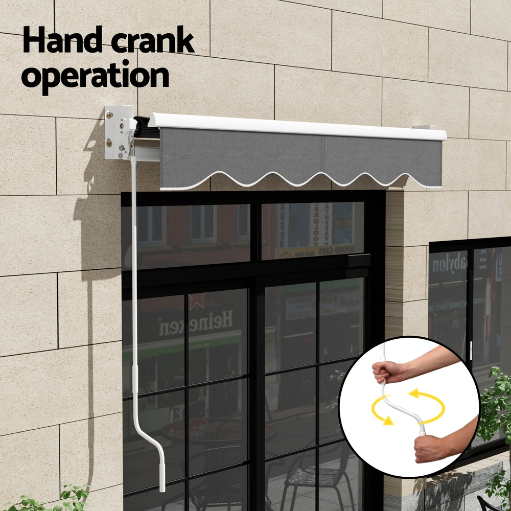 Retractable Folding Arm Awning Manual Sunshade 2Mx1.5M Grey, Grey colour