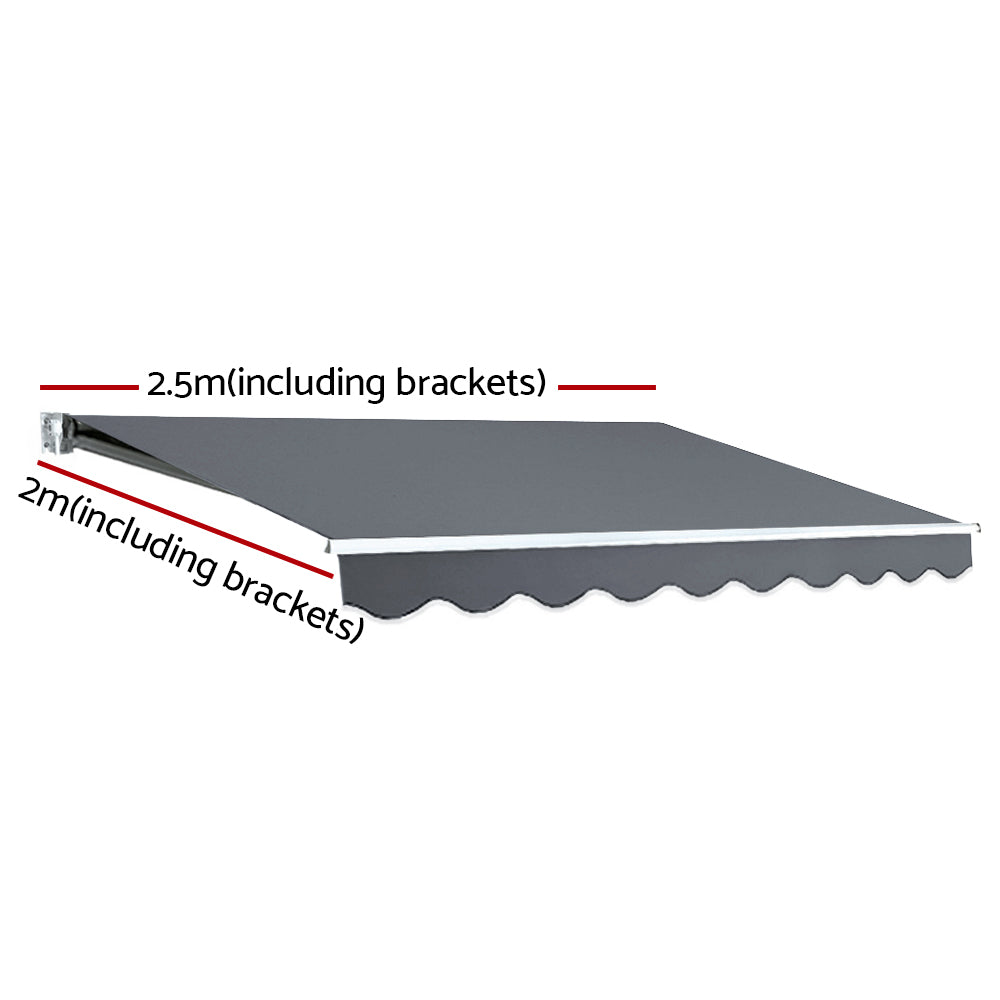 Retractable Folding Arm Awning Manual Sunshade 2.5Mx2M Grey