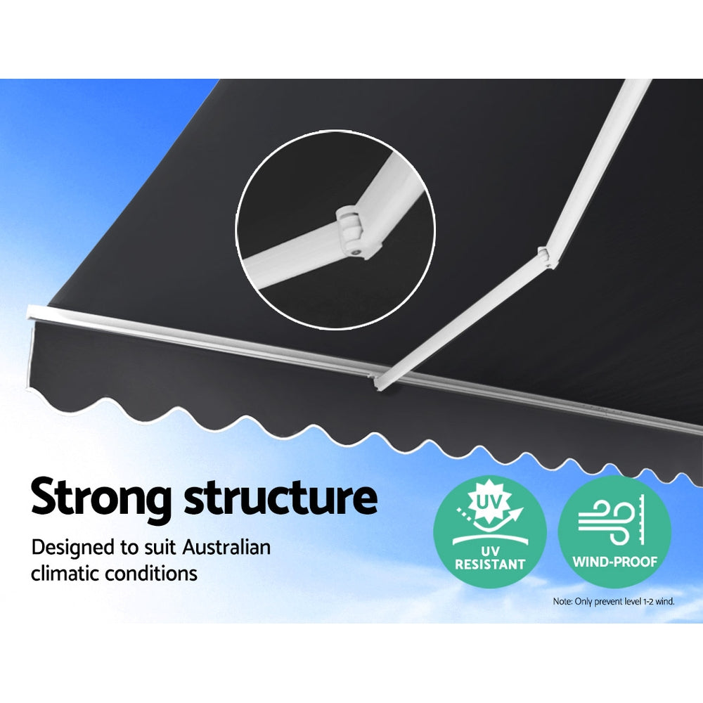 Retractable Folding Arm Awning Manual Sunshade 2.5Mx2M Grey