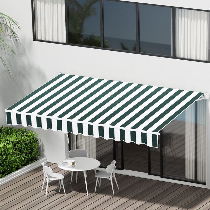 Retractable Folding Arm Awning Manual Sunshade 3Mx2.5M with Beige Brown