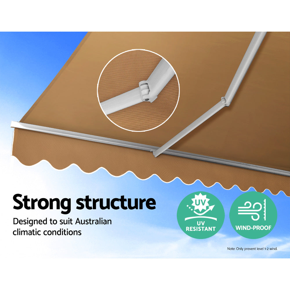 Retractable Folding Arm Awning Manual Sunshade Beige/Pearl Grey | Awnings