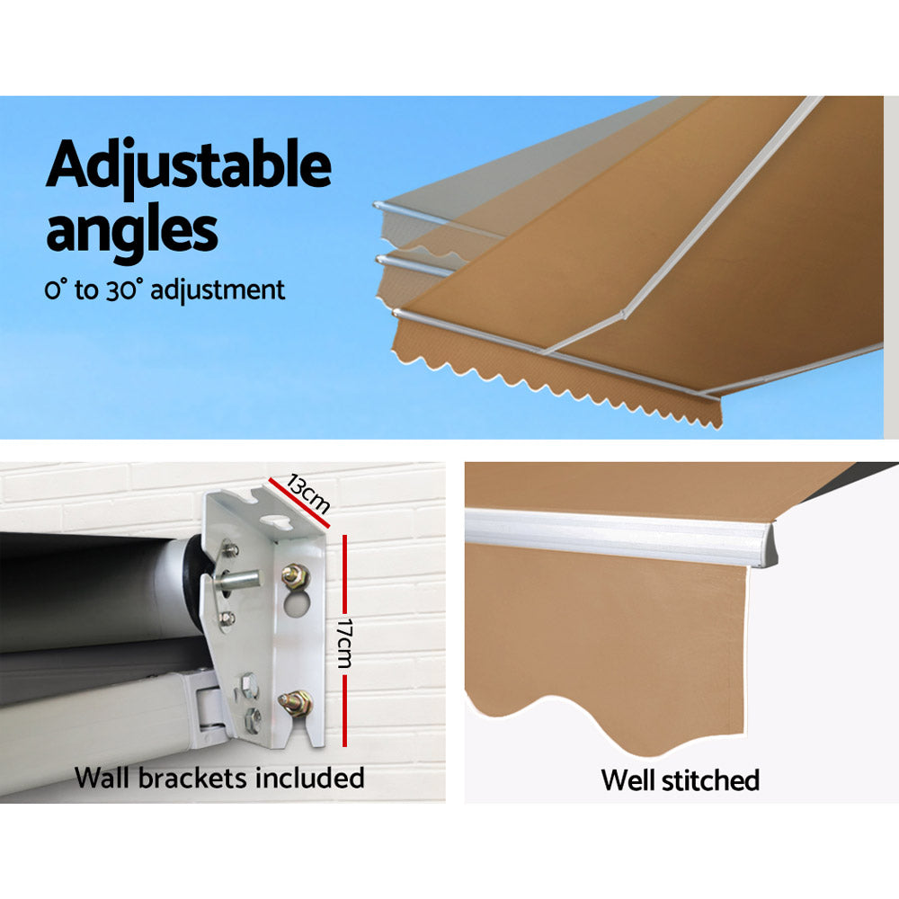 Retractable Folding Arm Awning Manual Sunshade Beige/Pearl Grey, Awnings