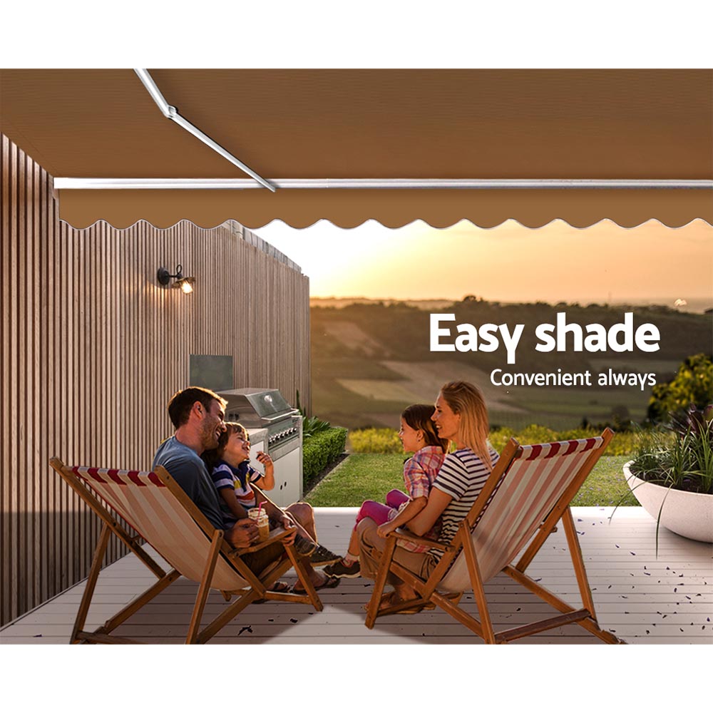 Retractable Folding Arm Awning Manual Sunshade Beige/Pearl Grey, Beige colour