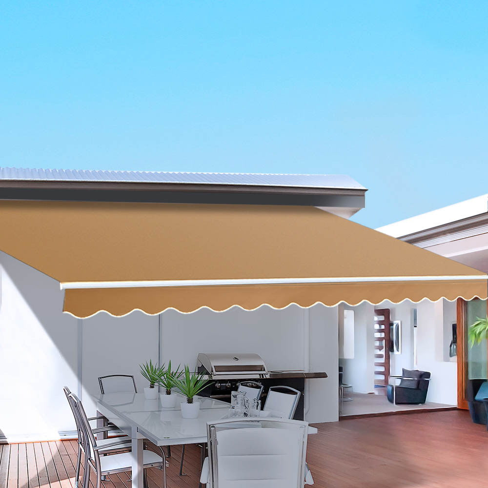 Retractable Folding Arm Awning Manual Sunshade Beige/Pearl