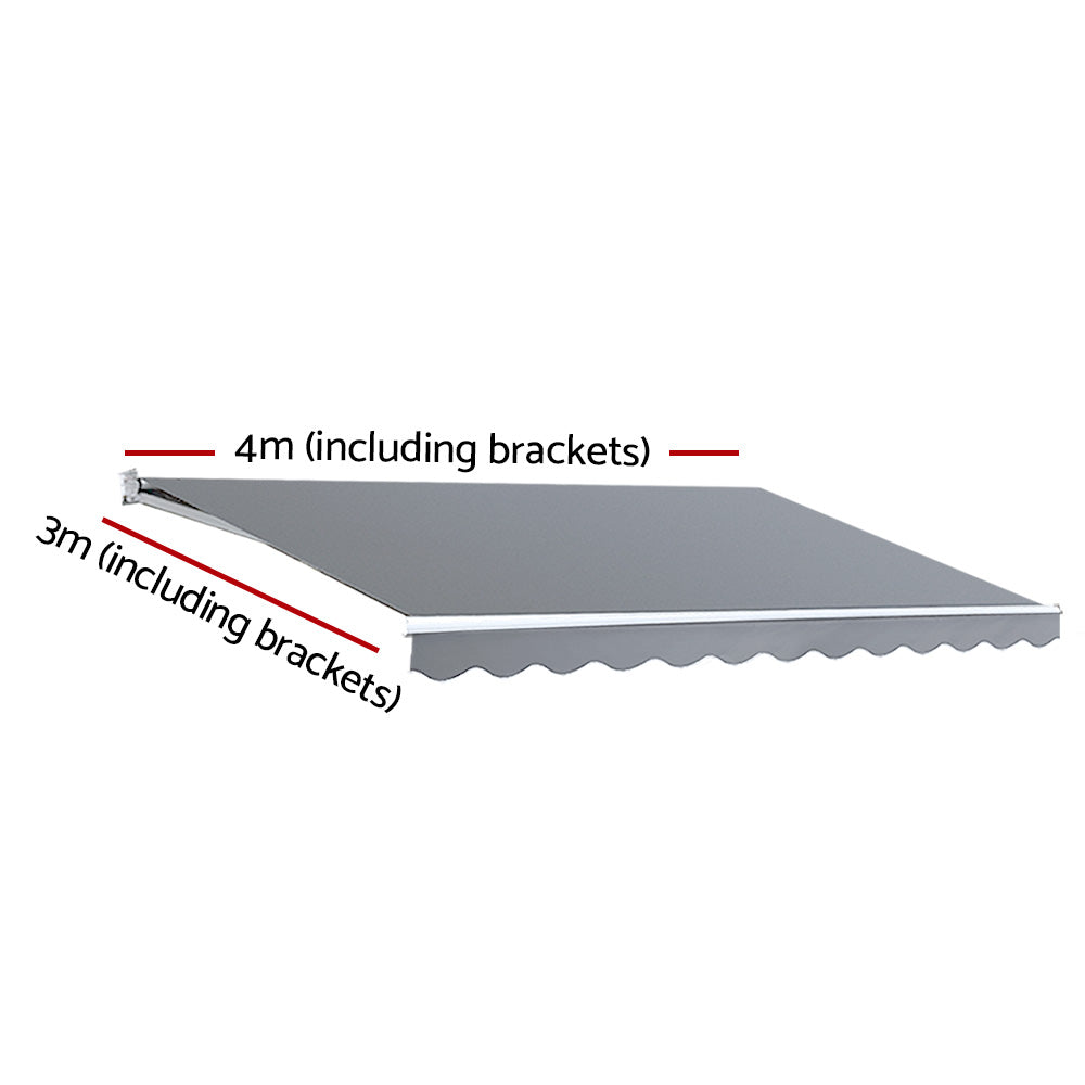 Retractable Folding Arm Awning Manual Sunshade Beige/Pearl Grey - Beige colour