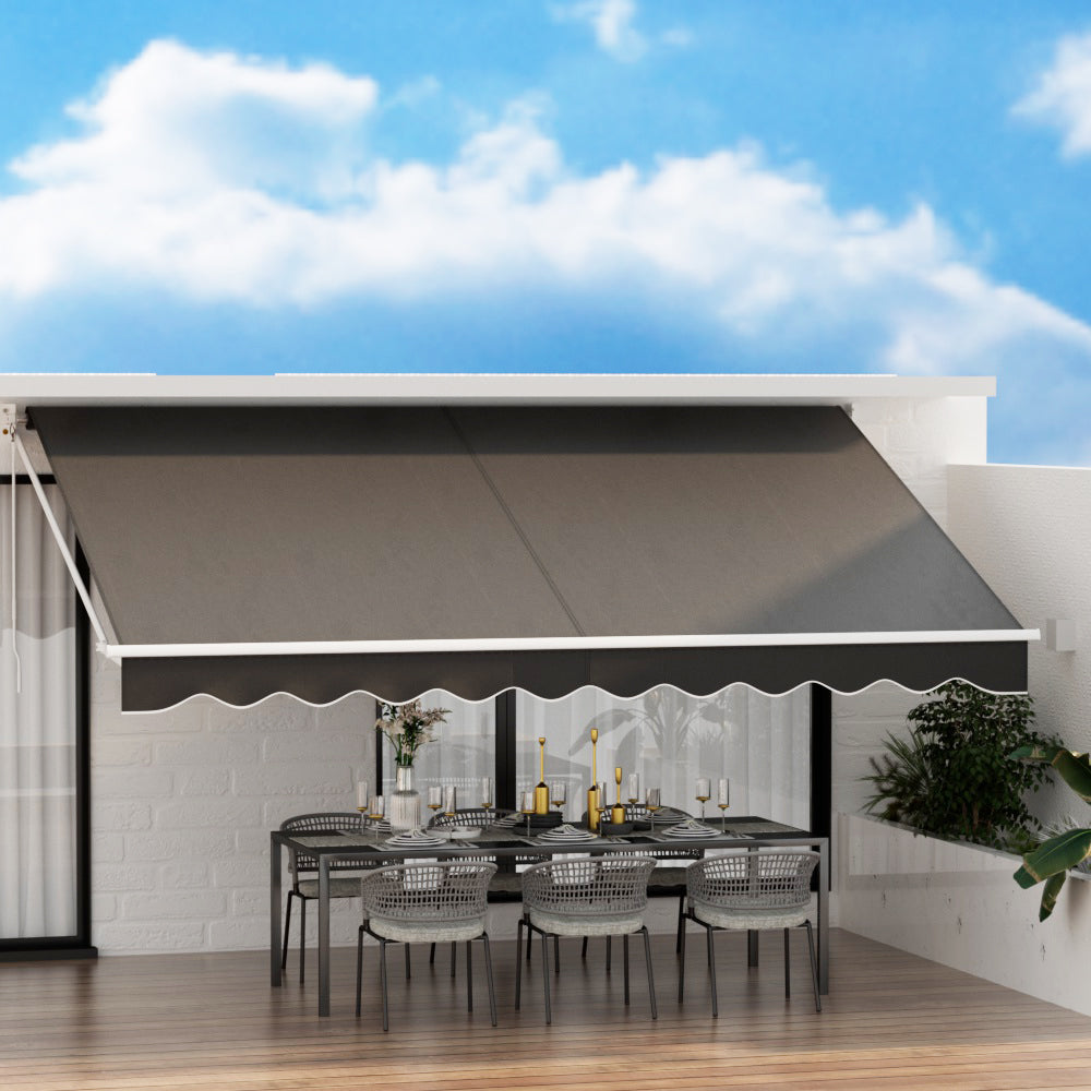 Retractable Folding Arm Awning Manual Sunshade 4.5Mx2.5M