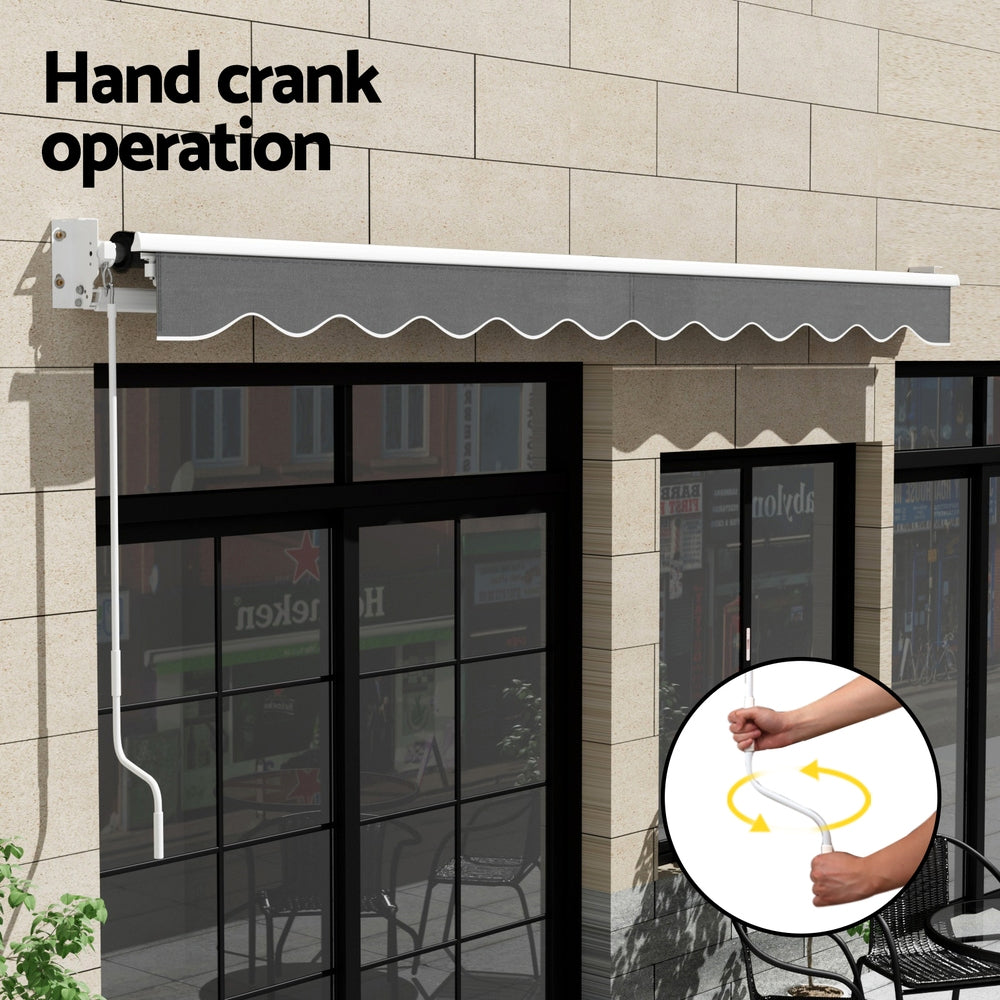Retractable Folding Arm Awning Manual Sunshade 4.5Mx2.5M Grey, Grey colour
