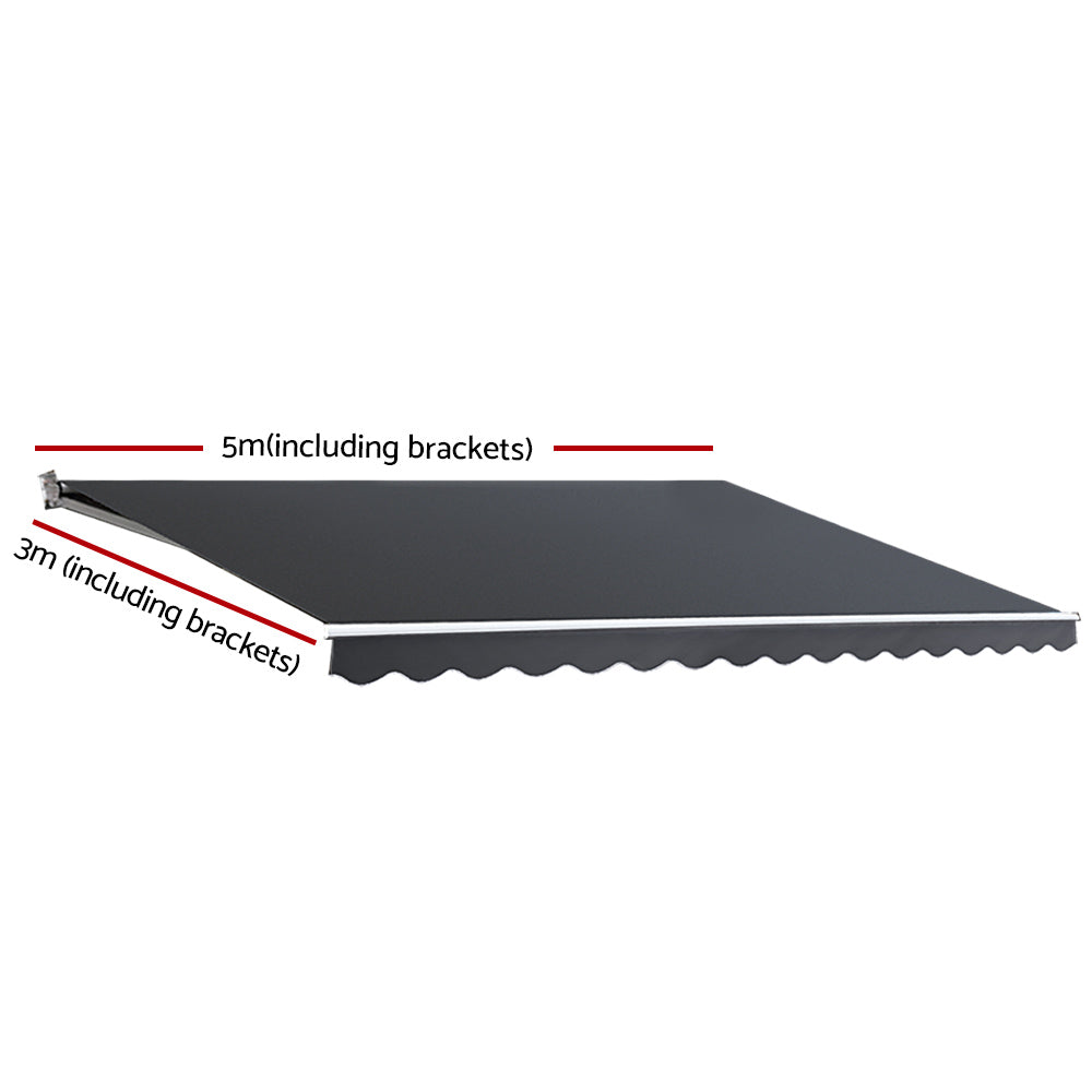 Retractable Folding Arm Awning Manual Sunshade 5Mx3M Grey