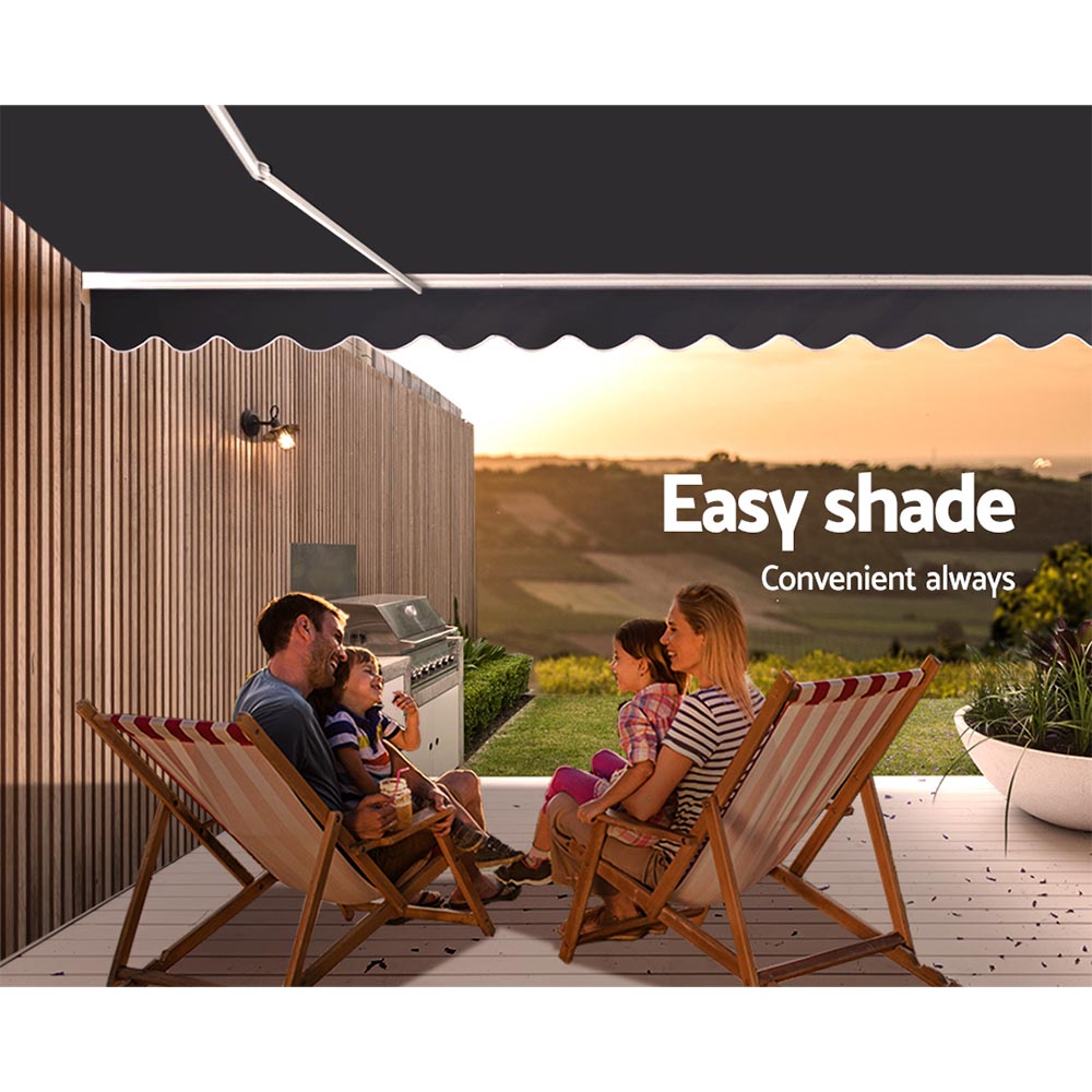 Retractable Folding Arm Awning Manual Sunshade 5Mx3M Grey