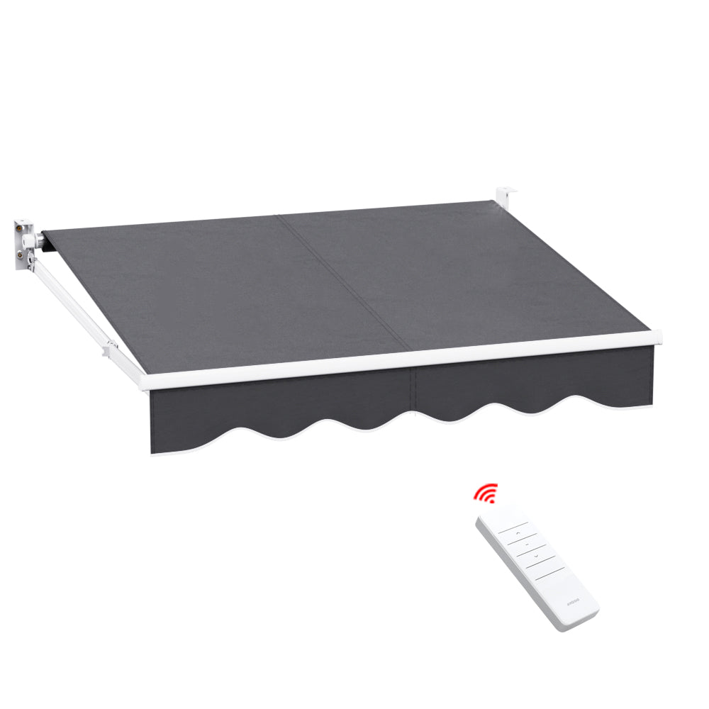 Grey colour - Folding Arm Awning Motorised Outdoor Sunshade - Grey