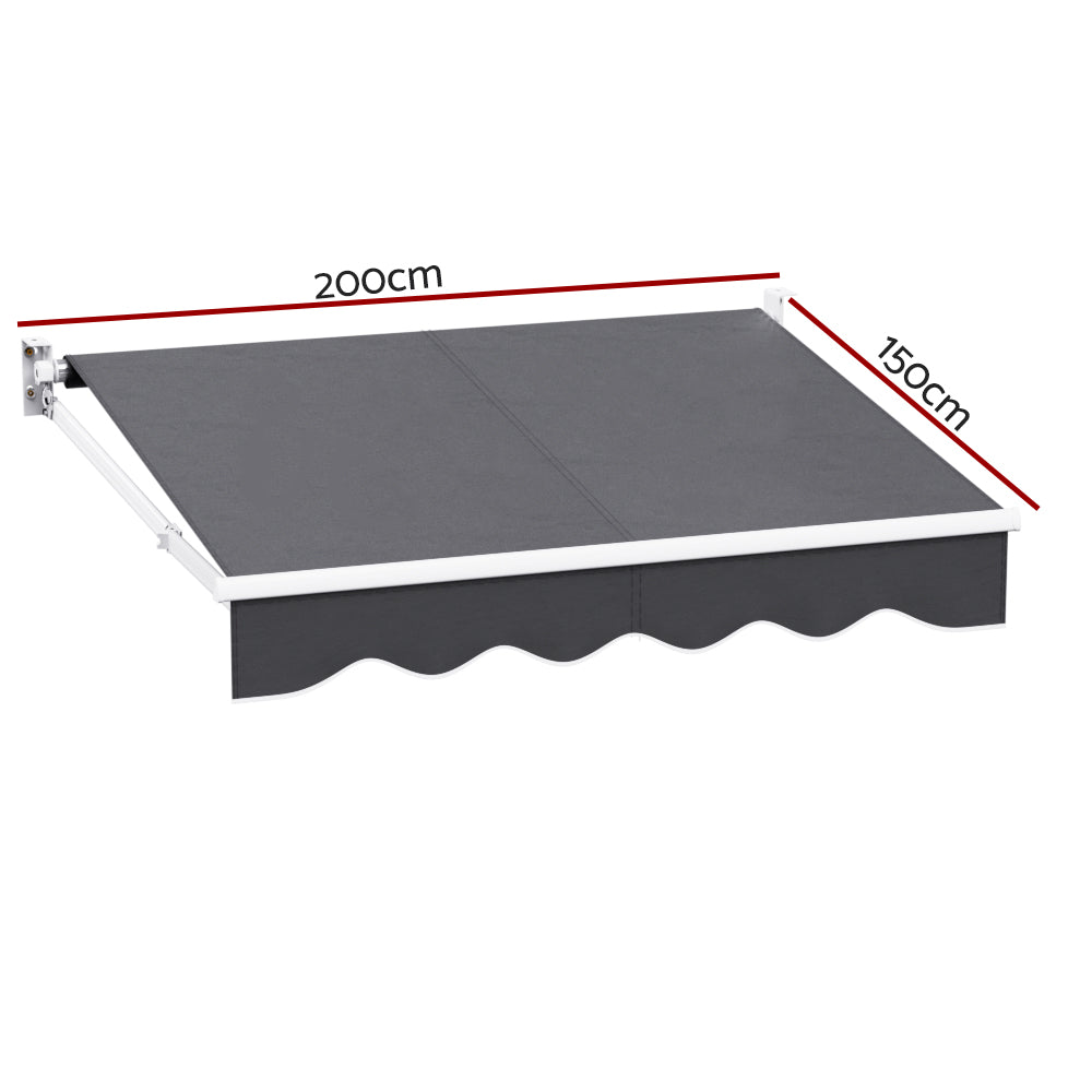 Awnings - Folding Arm Awning Motorised Outdoor Sunshade - Grey