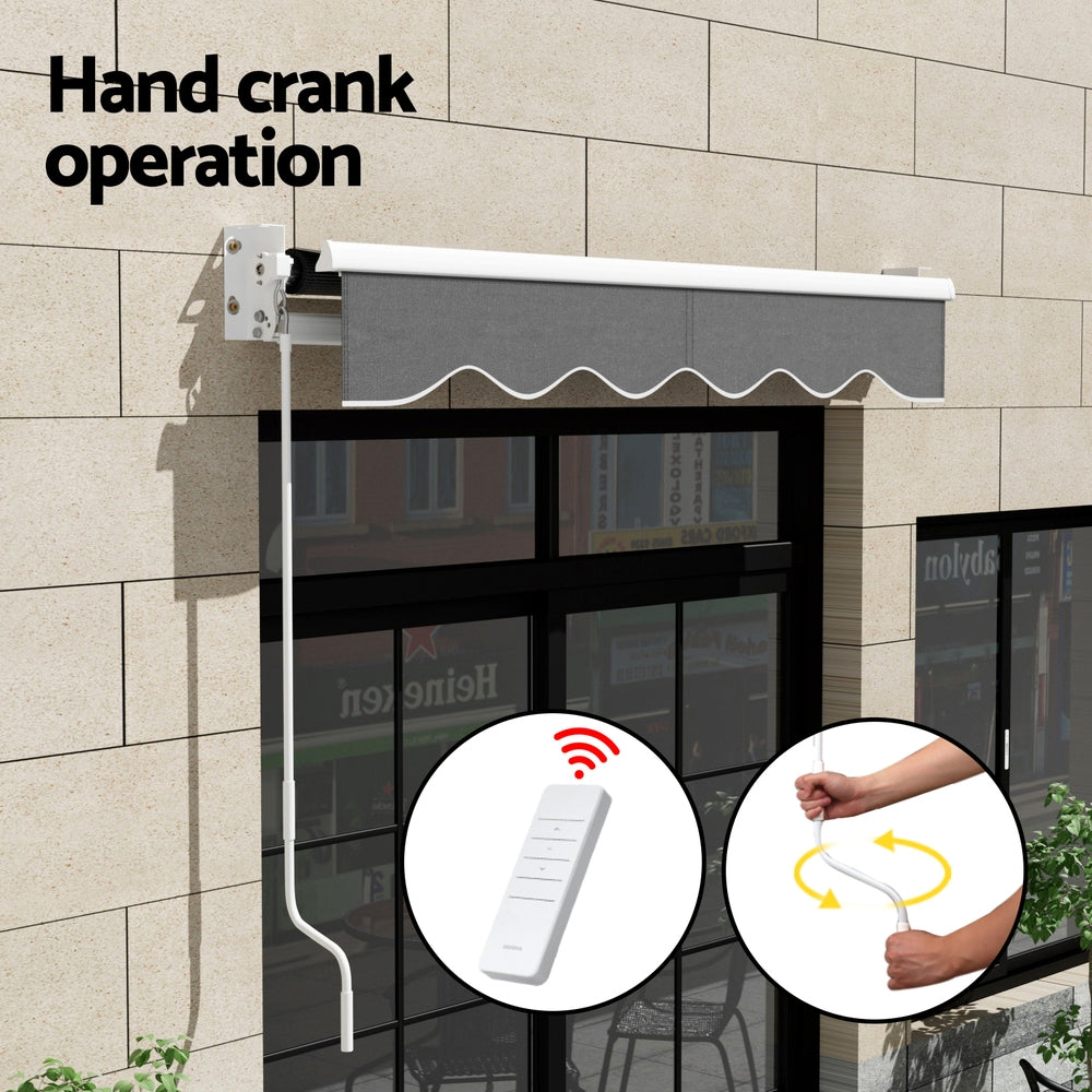 Folding Arm Awning Motorised Outdoor Sunshade - Grey, Grey colour
