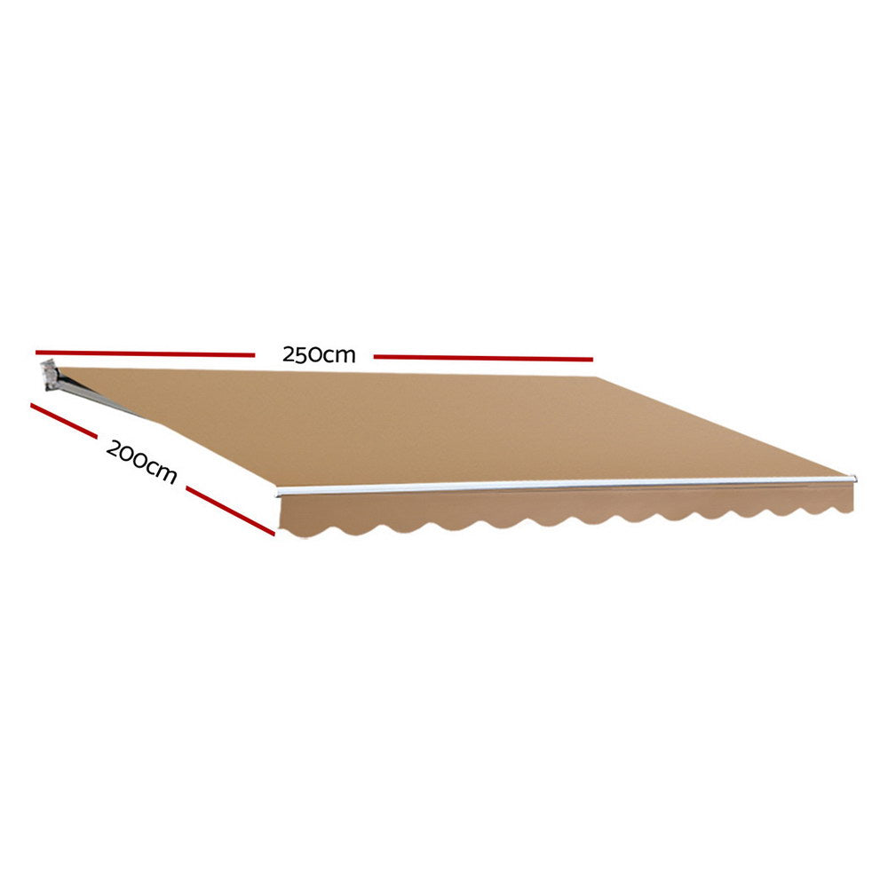 Awnings - Retractable Folding Arm Awning Motorised Remoter Sunshade 2.5Mx2M Beige