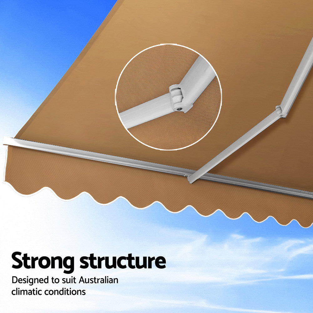 Retractable Folding Arm Awning Motorised Remoter Sunshade 2.5Mx2M Beige, Beige colour