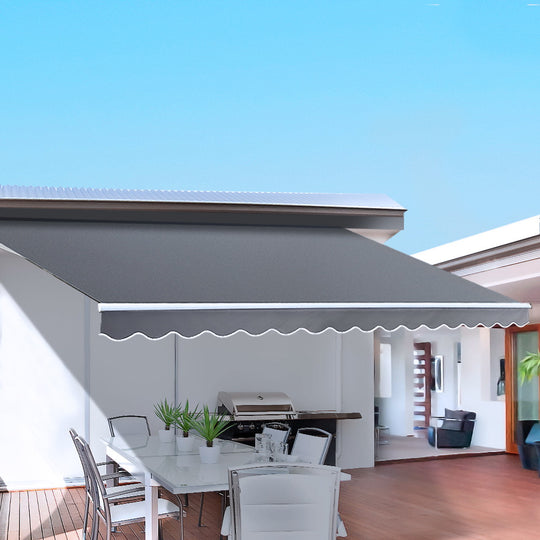 Retractable Folding Arm Awning Motorised Sunshade 2.5Mx2M Grey - Outdoor
