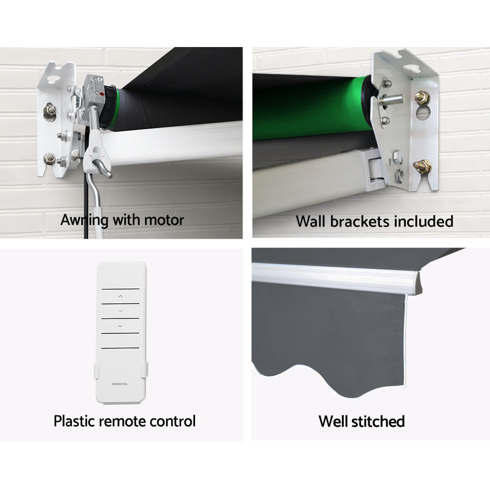Retractable Folding Arm Awning Motorised Sunshade 2.5Mx2M Grey